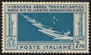 Posta aerea - Crociera transatlantica Roma-Rio de Janeiro del Generale Balbo - Idrovolanti e costellazione della Croce del Sud
