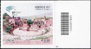 Vertice del G7 a Taormina - francobollo con codice a barre n° 1805