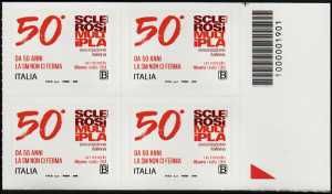  A.I.S.M. - Associazione Italiana Sclerosi Multipla - Cinquantenario della fondazione - quartina con codice a barre n° 1901