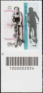Gino Bartali - 20° Anniversario della scomparsa - francobollo con codice a barre n° 2054 in BASSO a sinistra