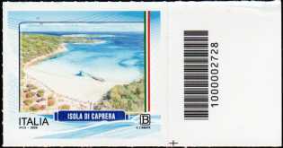 Turistica - Isole minori : Caprera - francobollo  con codice a barre n° 2728   a  DESTRA  in  basso