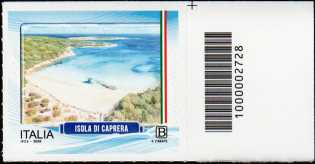 Turistica - Isole minori : Caprera - francobollo  con codice a barre n° 2728   a  DESTRA  in  alto