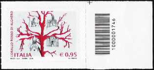 Il corallo rosso di Alghero - francobollo con codice a barre n° 1746 