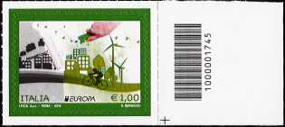Europa - 1,00 - Ecologia in Europa : Pensa Verde - francobollo con codice a barre n° 1745 