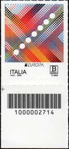 Europa 2026 : 70º anniversario dei francobolli d’Europa - francobollo con codice a barre n°  2714   in  BASSO  a  sinistra
