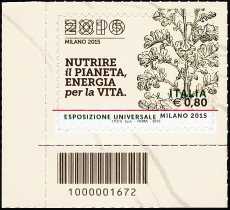 Expo' Milano 2015 - francobollo con codice a barre n° 1672