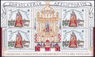 Vaticano 2016 - 350° Anniversario dell’elezione di Maria Consolatrice degli Afflitti a Patrona del Lussemburgo - minifoglio