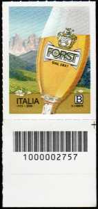 Birra Forst - francobollo con codice a barre n°  2757   in  BASSO  a  destra