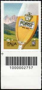 Birra Forst - francobollo con codice a barre n°  2757   in  BASSO  a  sinistra