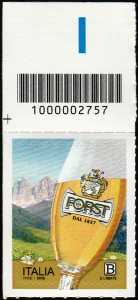 Birra Forst - francobollo con codice a barre n°  2757   in  ALTO  a  sinistra