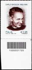 60° Anniversario della morte di Carlo Gnocchi - francobollo con codice a barre n° 1720 
