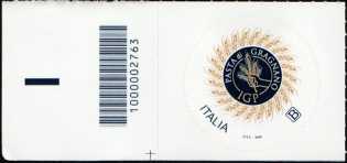 Eccellenze del sistema produttivo e del Made in Italy : Pasta di Gragnano IGP - francobollo con codice a barre n°  2763   a  SINISTRA  in  basso