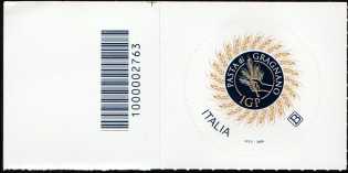 Eccellenze del sistema produttivo e del Made in Italy : Pasta di Gragnano IGP - francobollo con codice a barre n°  2763   a  SINISTRA  in  alto