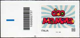 Ciao Mamma - Jovannotti - francobollo con codice a barre n° 2737 a  SINISTRA  in  basso
