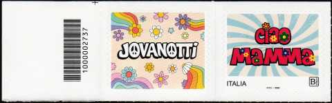 Ciao Mamma - Jovannotti - FRANCOBOLLO e CHIUDILETTERA con codice a barre n° 2737 a  SINISTRA  in  alto