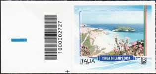 Turistica - Isole minori : Lampedusa - francobollo  con codice a barre n° 2727   a  SINISTRA  in  basso