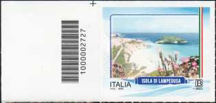 Turistica - Isole minori : Lampedusa - francobollo  con codice a barre n° 2727   a  SINISTRA  in  alto