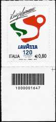 Le eccellenze del sistema produttivo ed economico - Luigi Lavazza - 120° anniversario della fondazione - francobollo con codice a barre n° 1647 