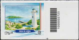 Turistica - Isole minori : Licosa - francobollo  con codice a barre n° 2725   a  DESTRA  in  basso