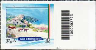 Turistica - Isole minori : Montecristo - francobollo  con codice a barre n° 2723   a  DESTRA  in  basso