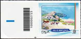 Turistica - Isole minori : Montecristo - francobollo  con codice a barre n° 2723   a  SINISTRA  in  basso
