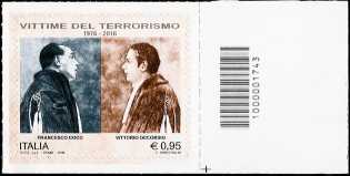 Vittorio Occorsio e Francesco Coco, vittime del terrorismo - francobollo con codice a barre n° 1743
