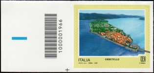 Turistica - 46ª serie  - Patrimonio naturale e paesaggistico : Orbetello ( GR ) - francobollo  con codice a barre n° 1966 a SINISTRA in basso
