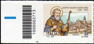 Santo Amato Ronconi - 800° anniversario della nascita - francobollo con codice a barre n° 2713   a  SINISTRA  in  basso