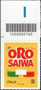 Eccellenze del sistema produttivo economico e del Made in Italy : Oro Saiwa - francobollo con codice a barre n°  2760   in  ALTO  a  sinistra