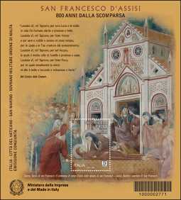 San Francesco d’Assisi : 800° anniversario della scomparsa - foglietto