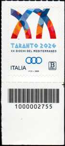 XX Giochi del Mediterraneo - Taranto 2026 - francobollo con codice a barre n°  2755   in  BASSO  a  destra