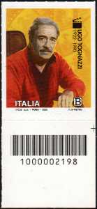 Ugo Tognazzi  - Centenario della nascita - francobollo con codice a barre n° 2198 IN  BASSO a destra