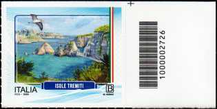 Turistica - Isole minori : Tremiti - francobollo  con codice a barre n° 2726   a  DESTRA  in  alto