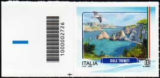 Turistica - Isole minori : Tremiti - francobollo  con codice a barre n° 2726   a  SINISTRA  in  basso