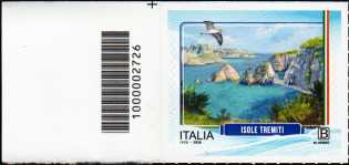 Turistica - Isole minori : Tremiti - francobollo  con codice a barre n° 2726   a  SINISTRA  in  alto