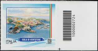 Turistica - Isole minori : Ventotene - francobollo  con codice a barre n° 2724   a  DESTRA  in  basso