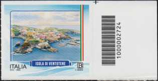 Turistica - Isole minori : Ventotene - francobollo  con codice a barre n° 2724   a  DESTRA  in  alto