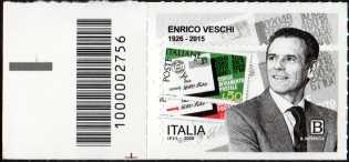 Enrico Veschi : centenario della nascita - francobollo con codice a barre n°  2756   a  SINISTRA  in  basso