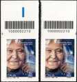 Margherita Hack : Centenario della nascita - coppia di francobolli con codice a barre n° 2210 in ALTO destra-sinistra