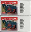AIC : Associazione Italiana Celiachia - 40° Anniversario della fondazione coppia di francobolli con codice a barre n° 1946  a DESTRA alto-basso