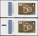 2019 - AIE : Associazione  Italiana Editori  -  150° Anniversario della costituzione - coppia di francobolli con codice a barre n° 1954 a SINISTRA alto-basso