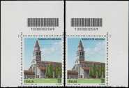 2020 - Patrimonio artistico culturale italiano - Basilica di Aquileia - coppia di francobolli con codice a barre n° 2069 in ALTO destra-sinistra