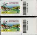 2019 - Associazione Nazionale dei Piccoli Comuni d'Italia - 20° Anniversario della costituzione - coppia di francobolli con codice a barre n° 1968  a  DESTRA  alto-basso