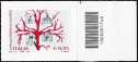2016 - Il corallo rosso di Alghero - francobollo con codice a barre n° 1746  A DESTRA  IN BASSO