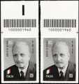 Enrico De Nicola - 60° Anniversario della scomparsa - coppia di francobolli con codice a barre n° 1960 in ALTO destra-sinistra