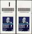 Ennio Doris - 40° Anniversario della fondazione di Banca Mediolanum - coppia di francobolli con codice a barre n° 2266 in  ALTO destra-sinistra