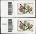 Europa - 64° serie :  Cardellino  -  coppia di francobolli con codice a barre n° 1957 a SINISTRA alto-basso