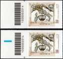 2020 - Europa - 65° serie   :  Antichi itinerari postali - coppia di francobolli con codice a barre n° 2014 a SINISTRA alto-basso