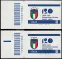 F.I.G.C. - Federazione Italiana Gioco Calcio - 120° Anniversario della fondazione - coppia con codice a barre n° 1886 a Sinistra Alto-Basso 