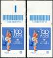Felce Azzurra - 100° Anniversario - coppia di francobolli con codice a barre n° 2315 in ALTO destra-sinistra